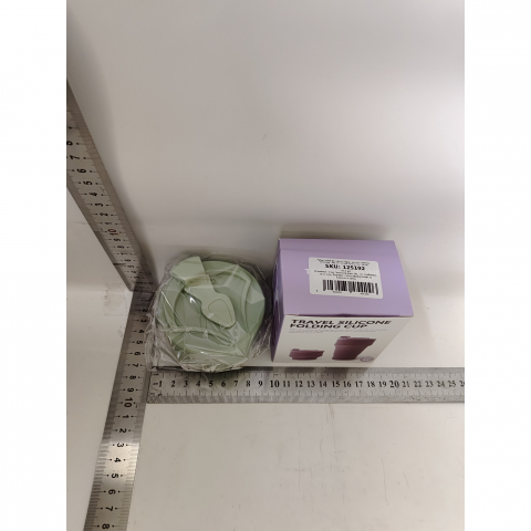 Pahar pliabil din silicon  pentru calatorii, camping, 350 ml,  8.2x6.3x9.1 cm, verde [8]