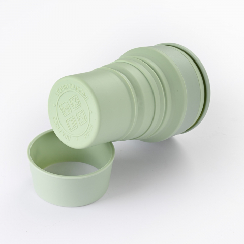 Pahar pliabil din silicon  pentru calatorii, camping, 500 ml, verde [7]