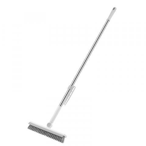 Maturi, Perii, Mopuri si Galeti - Perie de curatare pentru podele si rosturi, lungime maner 105 cm, capat pivotant 180 grade, peri din pp, otel si plastic, cleste pentru scame si par inclus, alb