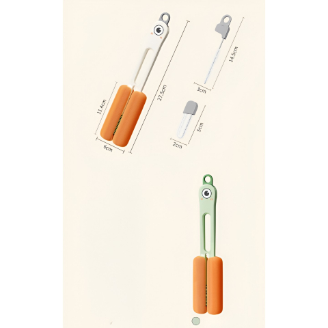 Perie de curatat pahare, cani, sticle, cu maner lung si burete, accesorii pentru spalarea paielor si capacelor, usor de agatat, 27.5x11.4x6cm, verde [4]
