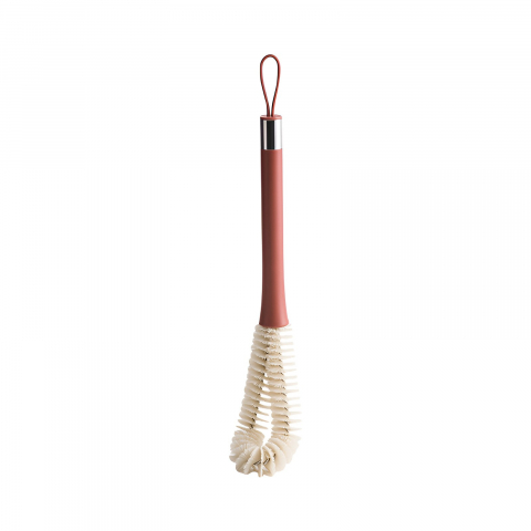 Accesorii și ustensile in bucatarie - Perie de curatat pahare, sticle, biberoane, cu maner lung, uz casnic, silicon, ergonomic, 3.9x5.4x38.5cm, rosu