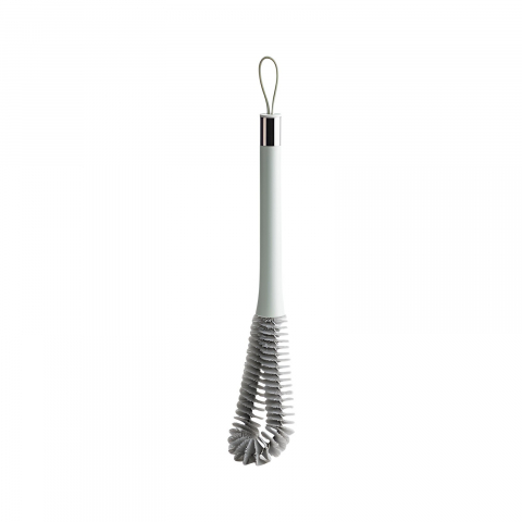 Accesorii și ustensile in bucatarie - Perie de curatat pahare, sticle, biberoane, cu maner lung, uz casnic, silicon, ergonomic, 3.9x5.4x38.5cm, verde