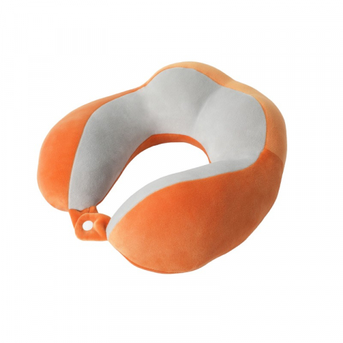 Organizatoare, perne voiaj şi accesorii - Perna de voiaj  pentru gat, din bumbac, 4 cocoase pentru confort, accesoriu de voiaj, birou, masina, sistem prindere capse, portocaliu