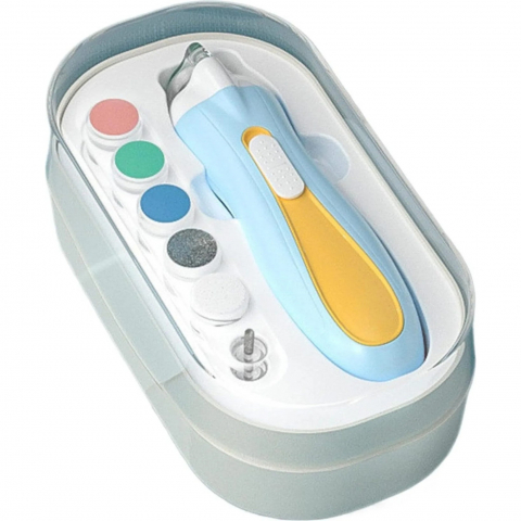 Îngrijire, transport și organizare pentru bebeluși și copii - Pila electrica, pentru copii si bebelusi, din abs, 6 accesorii, cu lumina led, 9.5 x 6 x 17 cm, albastru/portocaliu