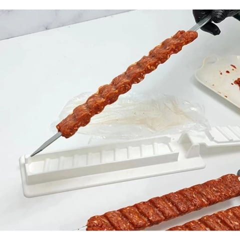 Presa pentru carne, pentru kebab, cu maner, din abs, 29 x 7.5 x 2.6 cm, alb [1]