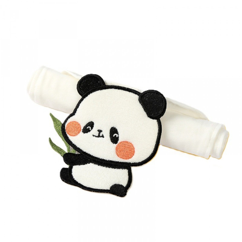 Promo rapid - Prosop absorbant, din bumbac, pentru bebelusi, 19x28 cm, model panda, alb