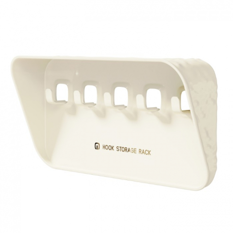 Raft de depozitare cu carlig, pentru chei, bijuterii, 20.3 x 4.6 x 10.3 cm, alb