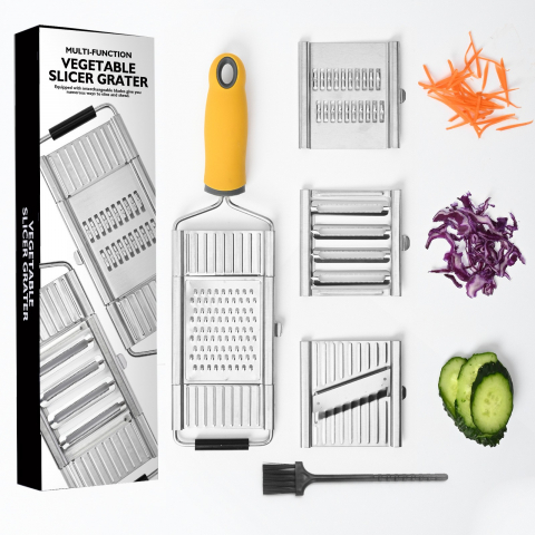 Razatoare multifunctionala  inox, 4 tipuri de lame, usor de manevrat, maner din abs ergonomic,33 x 8.6 cm, periuta curatare inclusa, lame interschimbabile, argintiu [1]