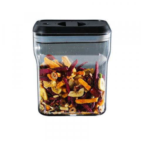 Promo rapid - Recipient din plastic, pentru alimente/obiecte, inchidere ermetica rotire 90 grade, 2l, 20.5 x 10.5 x 27 cm, transparent