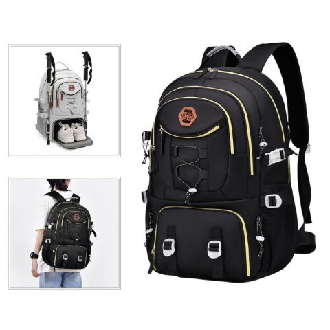 Rucsac multifunctional pentru calatorie, pentru alpinism, voiaj, drumetii, din panza oxford, 34x16x52 cm, negru [3]