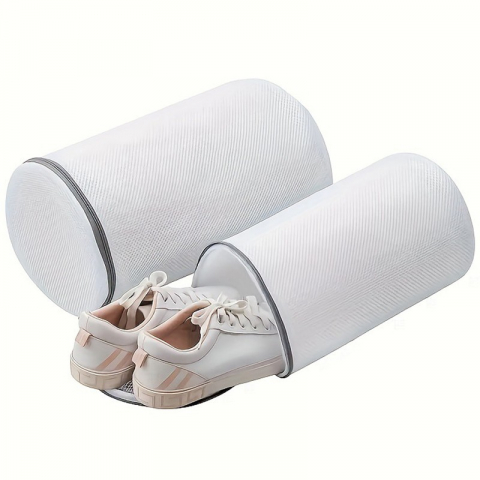 Sac cilindric pentru spalare incaltaminte, dimensiuni mari, pentru masina de spalat, 35x21x5 cm, alb [2]