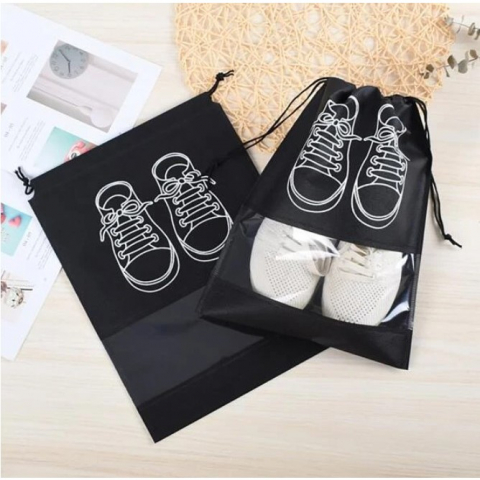 Sac depozitare incaltaminte, pentru voiaj sau depozitare, rezistent la praf, compatibil cu masina de spalat, 27 x 36 cm, negru [4]