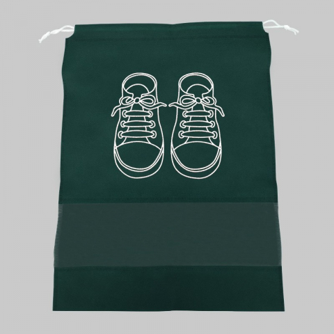 Sac depozitare incaltaminte, pentru voiaj sau depozitare, rezistent la praf, compatibil cu masina de spalat, 27 x 36 cm, verde inchis [1]