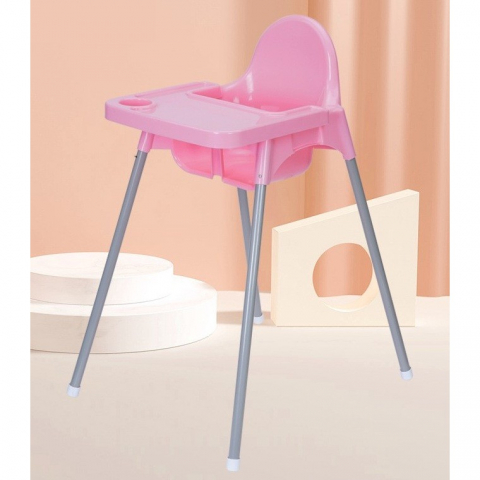 Scaun de masa, pentru bebelusi si copii 6-36 luni, din plastic/metal, centura in 2 puncte, tava detasabila, 63 x 57 x 85 cm, roz [4]