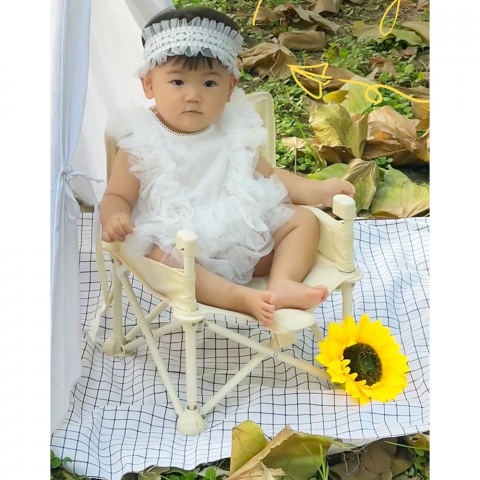 Scaun de masa pentru bebelusi si copii, tavita si husa detasabile, multifuncțional, stabil, centura de siguranta, cos de depozitare, bej, cu umbrela roz, de la 6 luni [2]