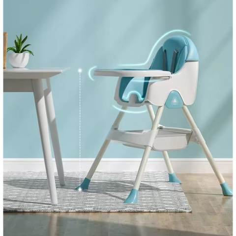Scaun de masa pliabil 3in1, reglabil, multifunctional, 3 pozitii, masuta si husa detasabile, centura de siguranta, albastru [2]