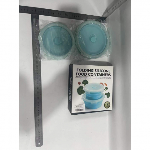 Set 2 caserole rotunde pliabile  din silicon, rezistenta la temperaturi ridicate, usor de depozitat si curatat, 500 si 800 ml, utilizare in cuptorul cu microunde, albastra [5]
