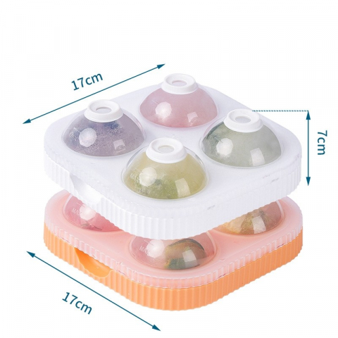 Set 2 forme sfere de gheata pentru wiskey si cocktail-uri  4 sfere, material plastic/silicon alimentar, diametru 6.5 cm, cu orificiu tip palnie pentru umplere, 17 x 17 x 7 cm, multicolor [7]