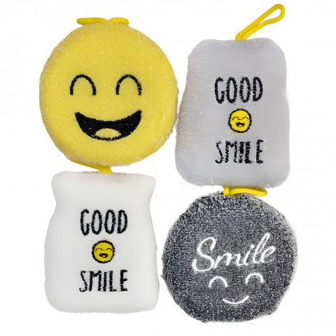 Organizatoare si accesorii pentru bucatarie - Set 4 bureti de vase  cu tematica funny model 1