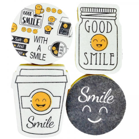 Organizatoare si accesorii pentru bucatarie - Set 4 bureti de vase  cu tematica funny model 2