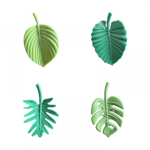 Accesorii și ustensile in bucatarie - Set 4 magneti de frigider, model frunze, din abs si magnet, verde
