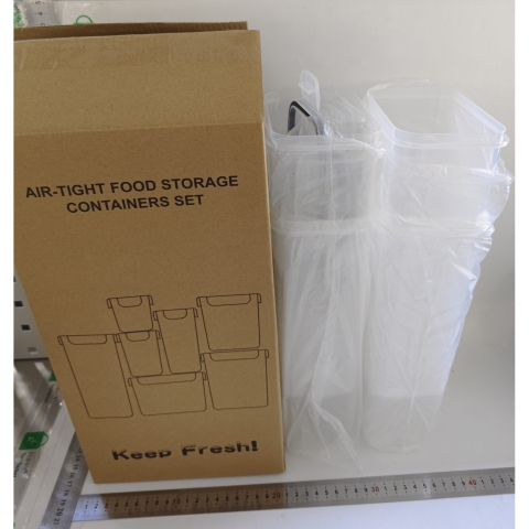 Set 4 recipiente din plastic, pentru alimente/obiecte, inchidere ermetica, 4 x 2.8l, transparent [7]