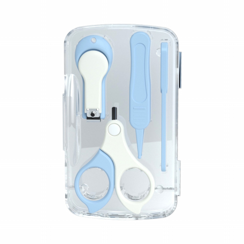 Set 4in1 de ingrijire unghii pentru bebelusi, cutie de depozitare transparenta, 0-6 ani, 13.6x8x2 cm, albastru deschis [3]