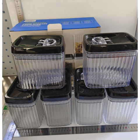 Set 6 recipiente din plastic, pentru alimente/obiecte, inchidere ermetica, textura ondulata, 6 x 1.5l, transparent [10]