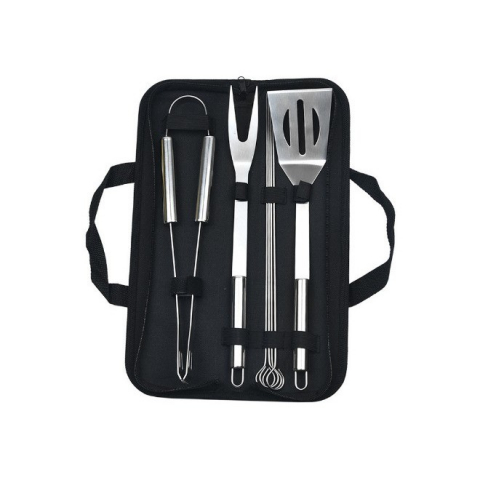 Organizatoare si accesorii pentru bucatarie - Set 7 ustensile pentru gratar, din otel inoxidabil, geanta oxford, argintiu