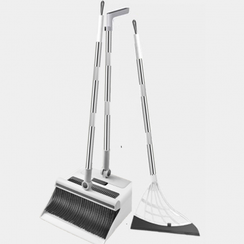 Accesorii ingrijire casa - Set curatenie 3 in 1 matura faras si razuitor, matura cu perii moi, faras cu sistem de inchidere, cu razuitor de podea, alb