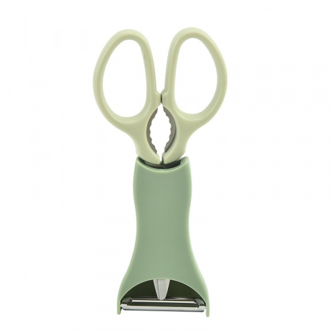 Ajutoare pentru gatit - Set foarfeca pentru bucatarie  curatator legume tip suport, multifunctional, spargator nuci, material abs si otel inoxidabil, maner ergonomic, 16.8 x 7.8 x 1 cm, verde