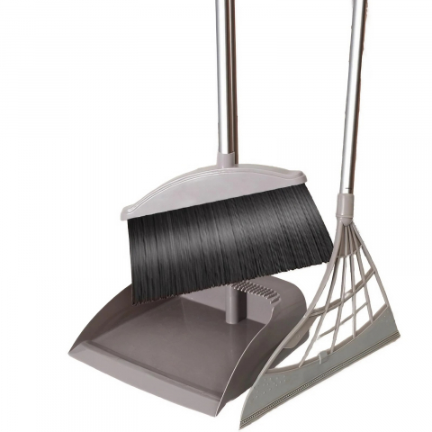 Maturi, Perii, Mopuri si Galeti - Set matura, faras cu coada si matura silicon, pentru uz casnic, plastic/otel, gri, 90 x 72 x 100 cm