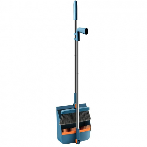 Favorite - Set matura si faras cu coada cu dinti de pieptene pentru curatare matura, rotativ, pliabil, detasabil, otel inoxidabil si polipropilena, albastru