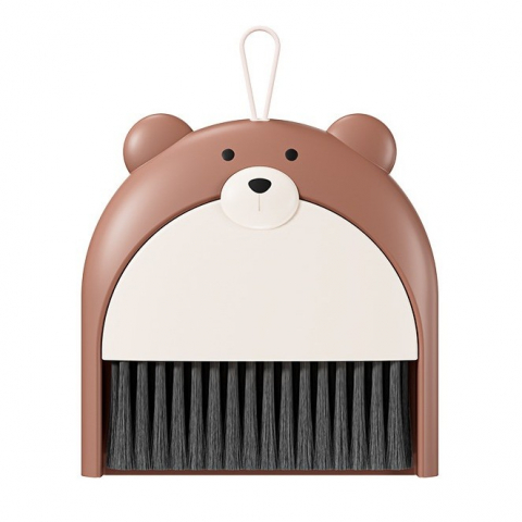 Accesorii ingrijire casa - Set matura si faras, pentru birou, din pp, model ursulet, 23.5 x 18 cm, maro