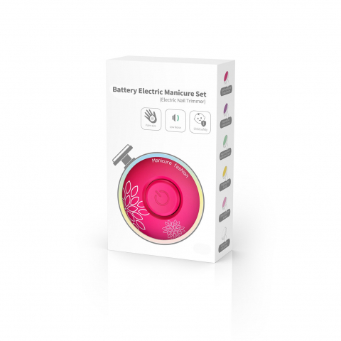 Set pila electrica pentru copii si bebelusi, abs, incarcare usb, model cu flori, 6 accesorii, cu lumina led, fucsia [2]