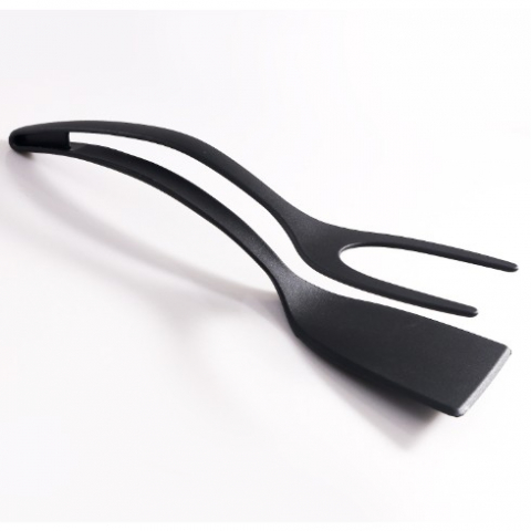 Organizatoare si accesorii pentru bucatarie - Spatula multifunctionala tip cleste, spatula cleste pentru gatit, silicon pp, pentru alimente, carne, paine, 31 x 8.5 cm negru
