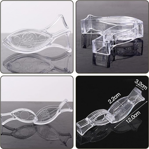 Storcator de citrice manual, rezistente, usor de folosit si depozitat, durabil, calitativ, 12x5.2 cm, model peste, transparent [3]