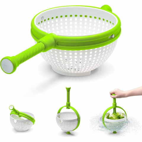 Strecuratoare multifunctionala rotativa, cu maner, material abs, 22x12 cm, maner 18 cm, cu ventuza pentru prindere sigura, practic si usor de folosit, verde [7]