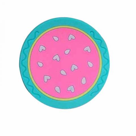 Organizatoare si accesorii pentru bucatarie - Suport pentru pahar, model pepene, din pvc, 10 cm, rezistent la caldura, verde/roz