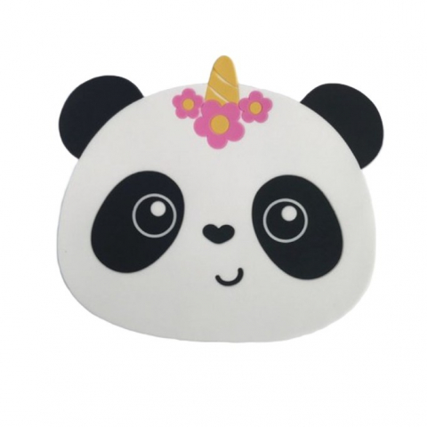Accesorii și ustensile in bucatarie - Suport pentru pahar, model urs panda, din pvc, 18.5x16 cm, rezistent la caldura, alb/negru
