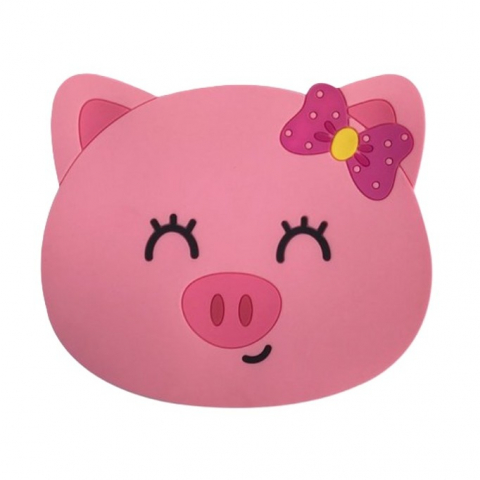Accesorii și ustensile in bucatarie - Suport pentru pahar, model urs purcelus, din pvc, 15.5x15.5 cm, rezistent la caldura, roz