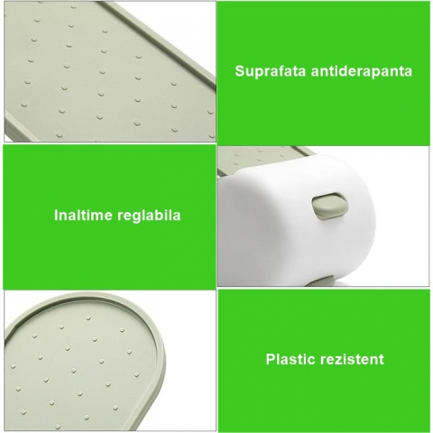 Suport pentru pantofi, cu două straturi, organizator, antiderapant și durabil, inălțime reglabilă, 28x18x11 cm, verde, 150 g [2]