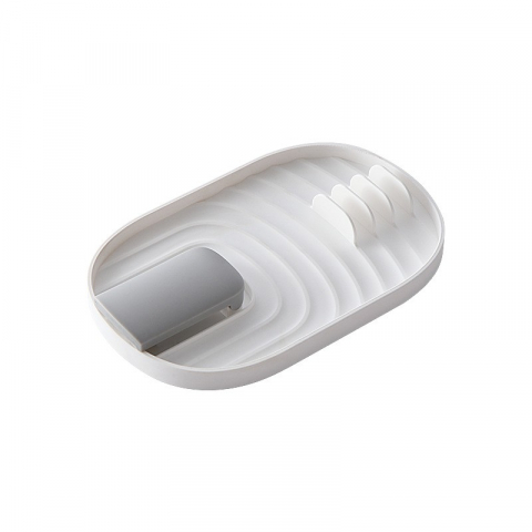 Accesorii și ustensile in bucatarie - Suport pliabil, pentru capace, linguri, multifunctional, plasare pe blatul de bucatarie, 11.5 x 18 x 2.2 cm, alb