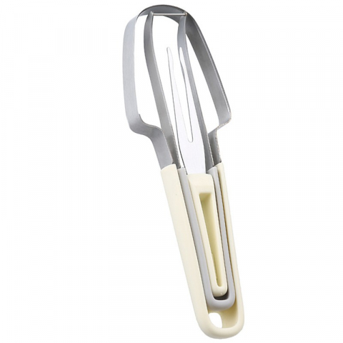 Ajutoare pentru gatit - Taietor decojitor pentru pepene, pentru legume si fructe, multifunctional, set din 3 parti, otel inoxidabil si plastic pp, 22.5 x 7 cm galben