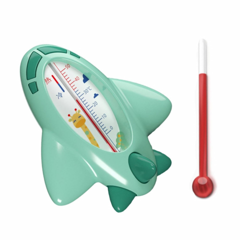 Termometru pentru baie, plutitor, rezistent la apa, multifunctional, model avion, 11x10x4 cm, verde [2]