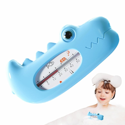 Termometru pentru baie, plutitor, rezistent la apa, multifunctional, model crocodil, 2.7x6.5x3.7 cm, albastru [5]