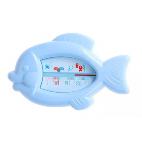 Îngrijire, transport și organizare pentru bebeluși și copii - Termometru pentru baie, plutitor, rezistent la apa, multifunctional, model peste, 15.5x9.5x2 cm, albastru