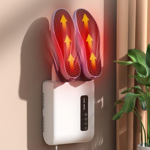 Uscator de pantofi, functie de uscare, dezinfectie, dezodorizare, montaj pe perete fara perforare, din pvc, silentios, timer, alb [1]