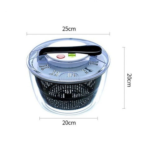 Uscator manual pentru salata si verdeturi, plastic, 20x20x25 cm, capacitate 5l, negru [1]
