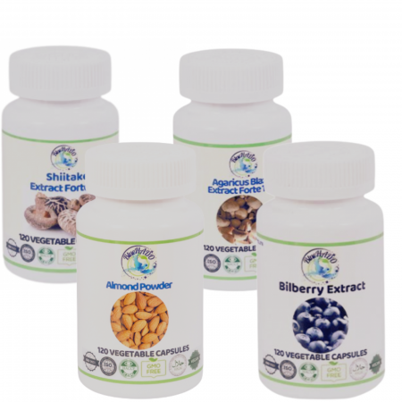Cancer Tratamente Naturiste - Cancer colon  Support – Extracte Forte cu Agaricus, Shiitake,Amigdalină (B17) și Afine